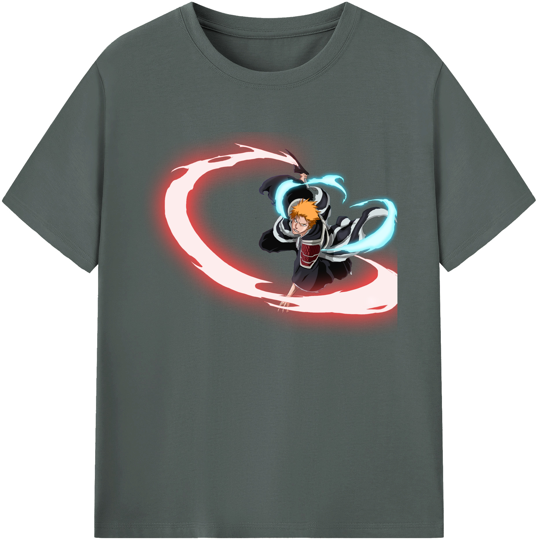 （画像用） ブリーチ 黒崎一護（くろさき いちご）BLEACH Kurosaki Ichigo 綿100％ メンズ半袖Tシャツ｜肌触りやわらか＆通気性